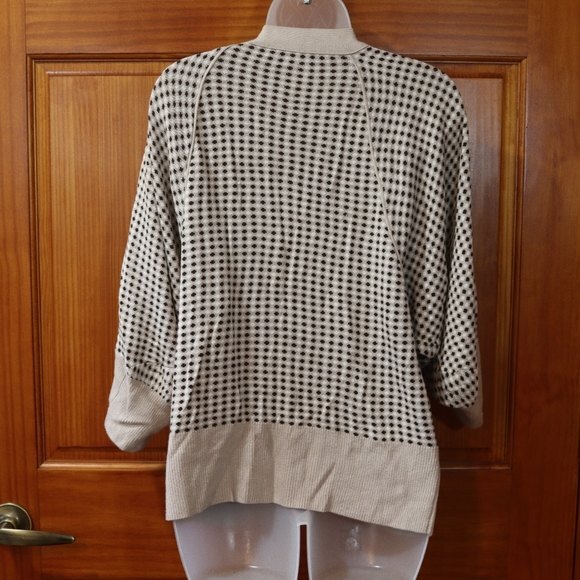 Ellen Tracy Cashmere Blend Brown Big Button Spotted Cardigan Sweater Med - Picture 8 of 10